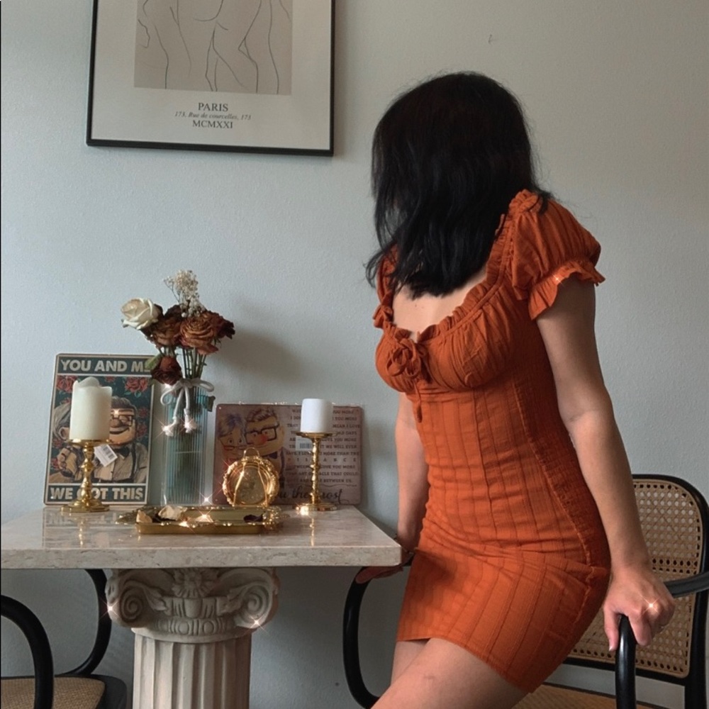 Orange bustier dress